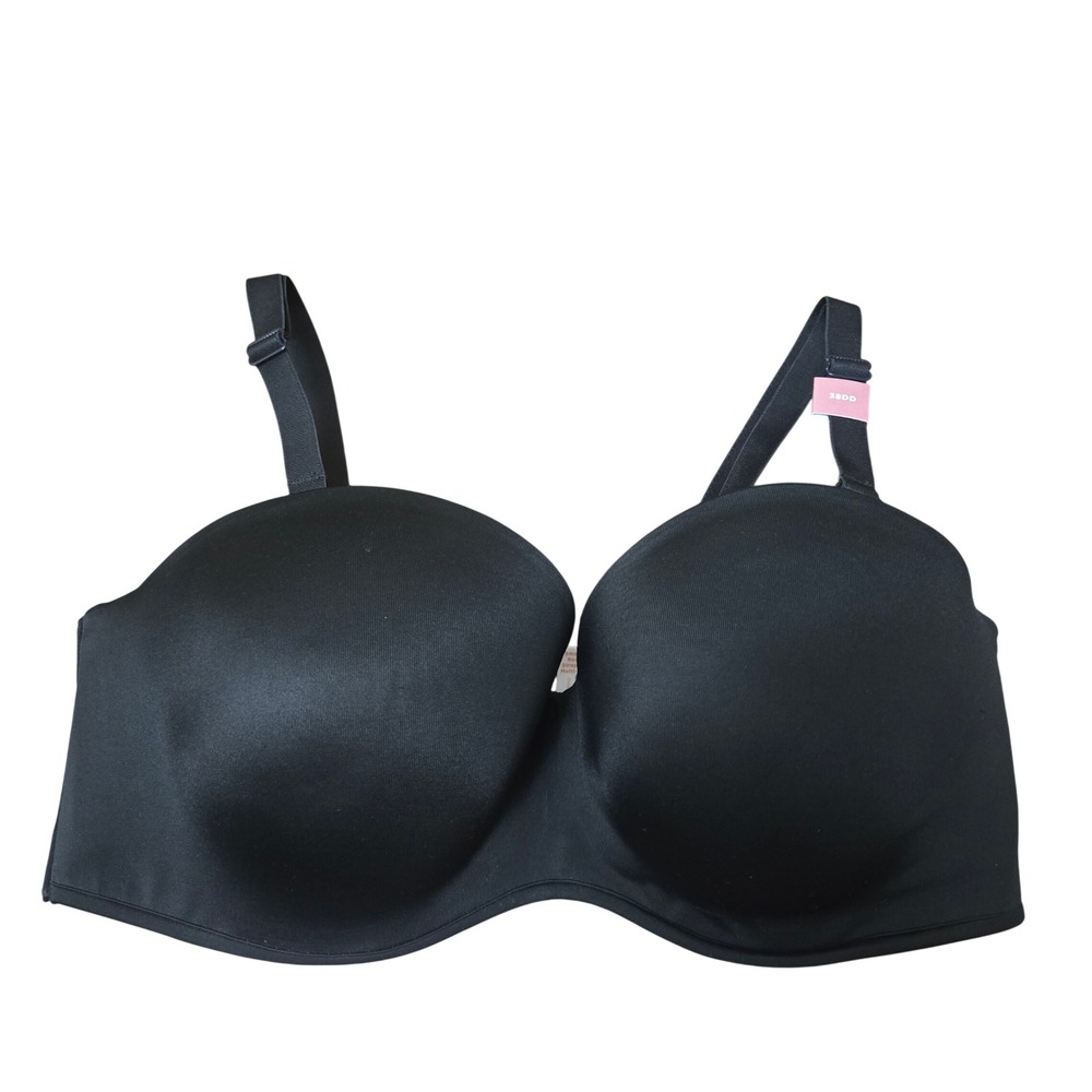 NEW Cacique 38DD Smooth Boost Strapless Multi-Way Bra Black Convertible 1052039